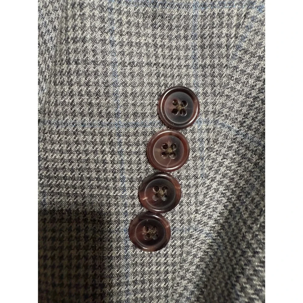 LAUREN Ralph Lauren Mens Blazer Sport Coat 38S Gray Blue Houndstooth Wool‎ Silk - Picture 2 of 12